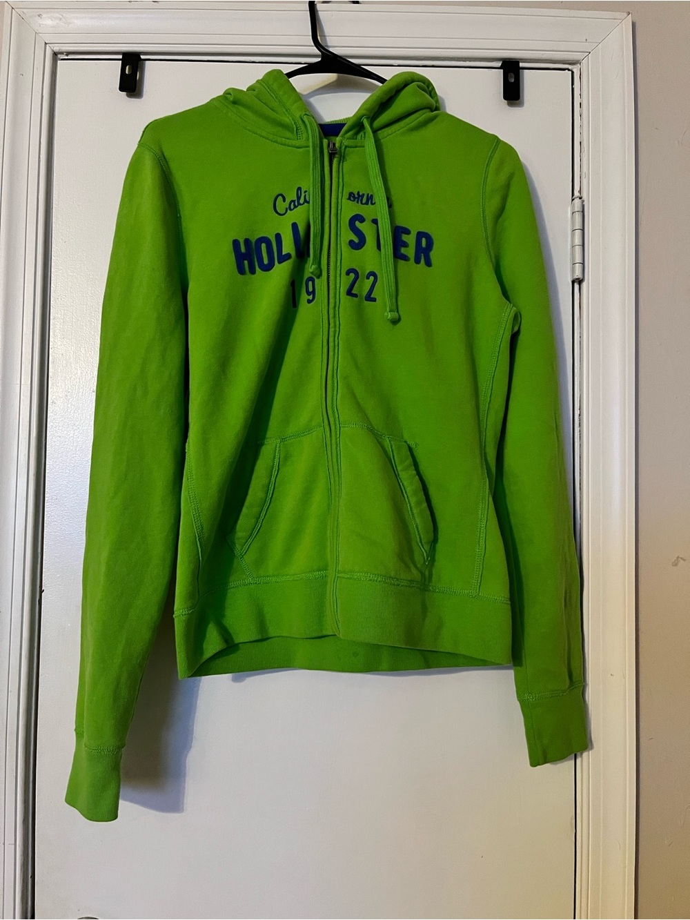Hollister California Lime Green Full Zip Hoodie Womens Large Sweatshirt Jack